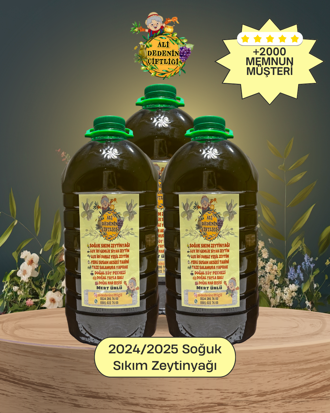 15 Litre YENİ MAHSUL ERKEN HASAT Soğuk Sıkım Ayvalık Zeytinyağı | Katkısız ve Doğal | ALİ DEDENİN ÇİFTLİĞİ